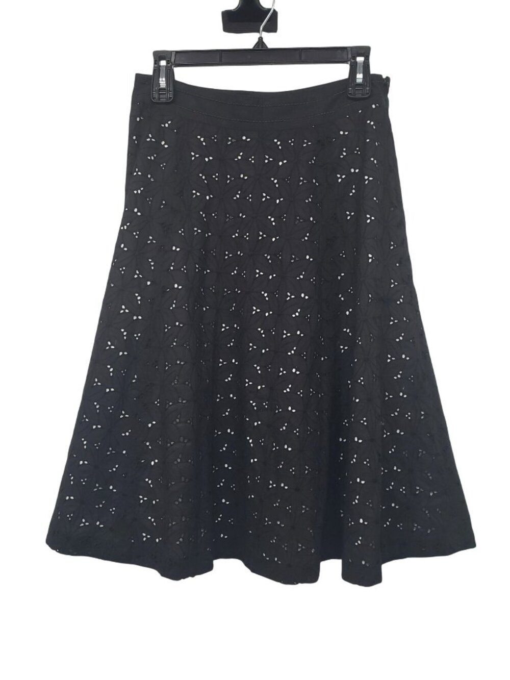Semantiks Nordstrom Black White Cotton Eyelet Knee Length A Line Skirt Career S